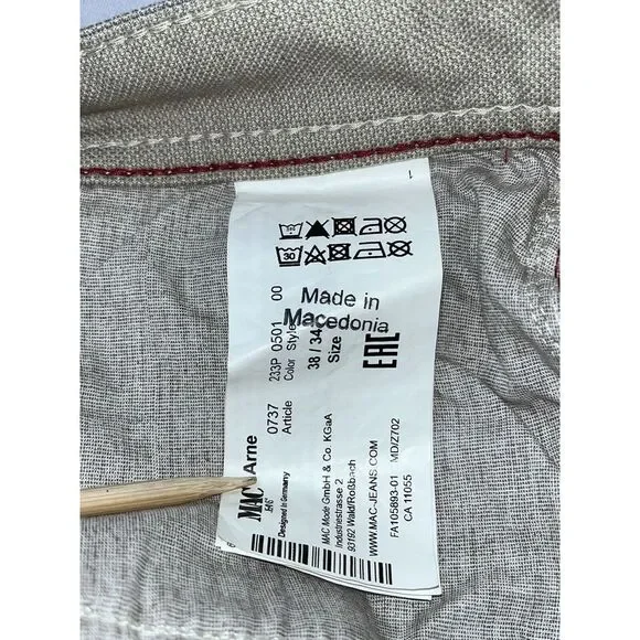 MAC Jeans Arne Modern Straight Mid-Rise Stretch Tan Denim Mens 40x30 MSRP $175 - Picture 9 of 14